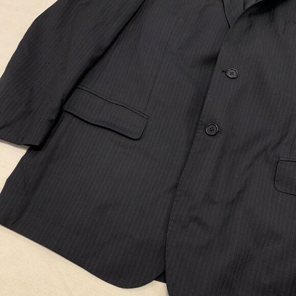 Pronto Uomo Sz 46R 100% wool stripe suit blazer jacket navy blue made in Italy - Picture 6 of 11